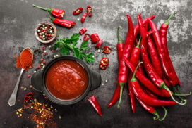 spicy chili sauce, ketchup